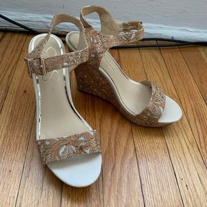 Jessica Simpson Tan Cork Wedges Heeled Sandals